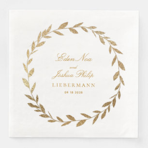 Guardanapo De Papel De Jantar Papel De Casamento Da Frota De Oliva Dourada Elega