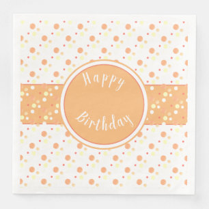Guardanapo De Papel De Jantar Papel de Feliz Aniversário de Pêssego e Bolinhas