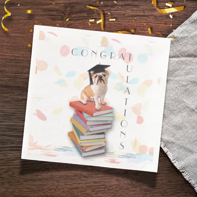 Guardanapo De Papel De Jantar Papel de Festa de formatura para Bulldog Engraçado (Funny Bulldog Graduation Personalized Paper Napkins..and don't forget the matching cups and plates!)