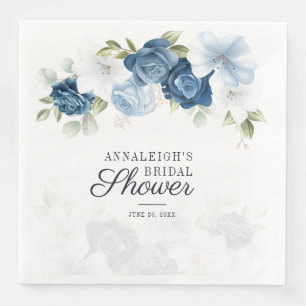 Guardanapo De Papel De Jantar Papel de Verdura para Chá de Noiva em Azul Floral