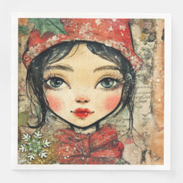 Guardanapo De Papel De Jantar Papel Napkin Christmas Girl Var02 - Diário de arte