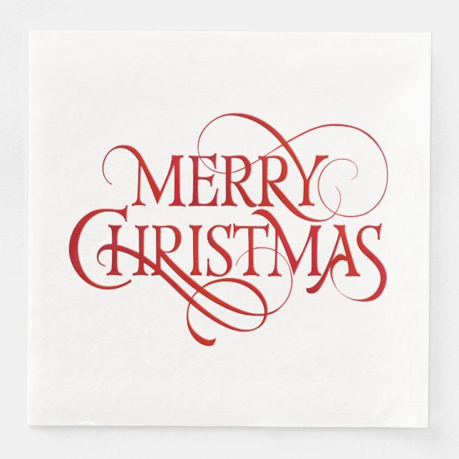 Guardanapo De Papel De Jantar Papel Napkins - Feliz Natal Vermelho (Frente)