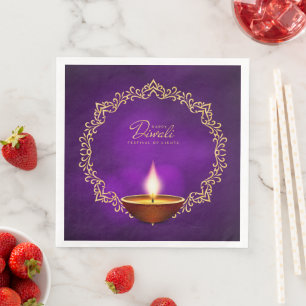 Guardanapo De Papel De Jantar Parceiro Feliz Diwali Roxo