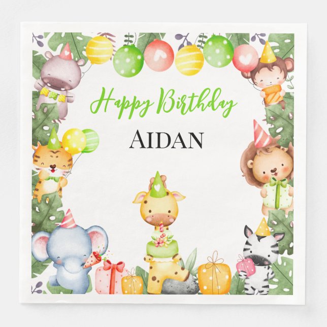 Guardanapo De Papel De Jantar Partido Safari Animal Kids (Frente)