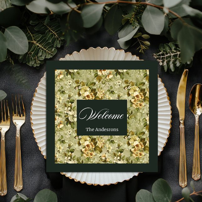 Guardanapo De Papel De Jantar Pastel Botanical Napkins Elegant Gold Green Set (Pastel Botanical Napkins Elegant Gold Green Set)