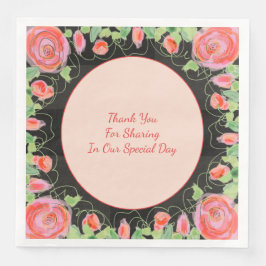 Guardanapo De Papel De Jantar Pastel Floral com Preto