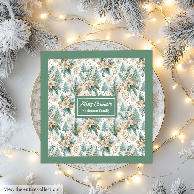 Guardanapo De Papel De Jantar Pastel Green e Dourado Napkins Luxe Natal (Pastel Green and Gold Napkins Luxe Christmas Wrap)