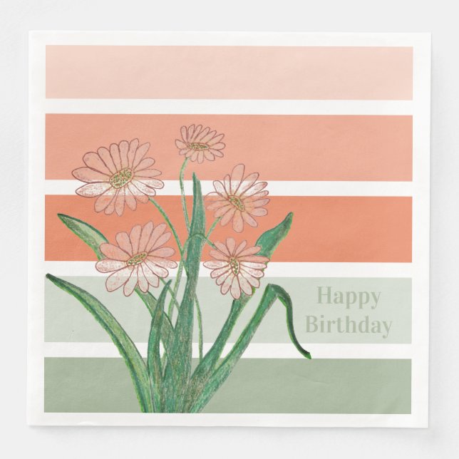 Guardanapo De Papel De Jantar Pastel Stripe Peach (Frente)