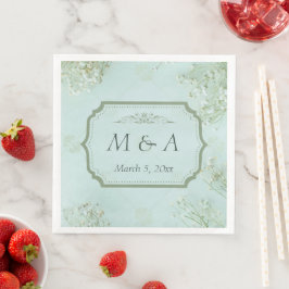 Guardanapo De Papel De Jantar Pastel Teal White Flowers Janto Casamento Napkins