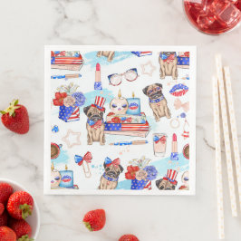 GUARDANAPO DE PAPEL DE JANTAR PATRIÓTICO VERMELHO BRANCO AZUL 4 DE JULHO