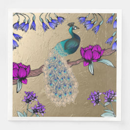 Guardanapo De Papel De Jantar Pavão Dourado