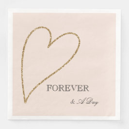 Guardanapo De Papel De Jantar Peach Blush Dourado Coração da Largura