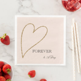 Guardanapo De Papel De Jantar Peach Blush Dourado Coração da Largura