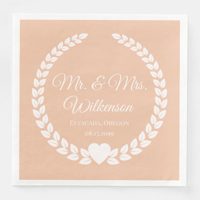 Guardanapo De Papel De Jantar Personalizado Sr & Sra. Bride e Groom Newlywing (Frente)