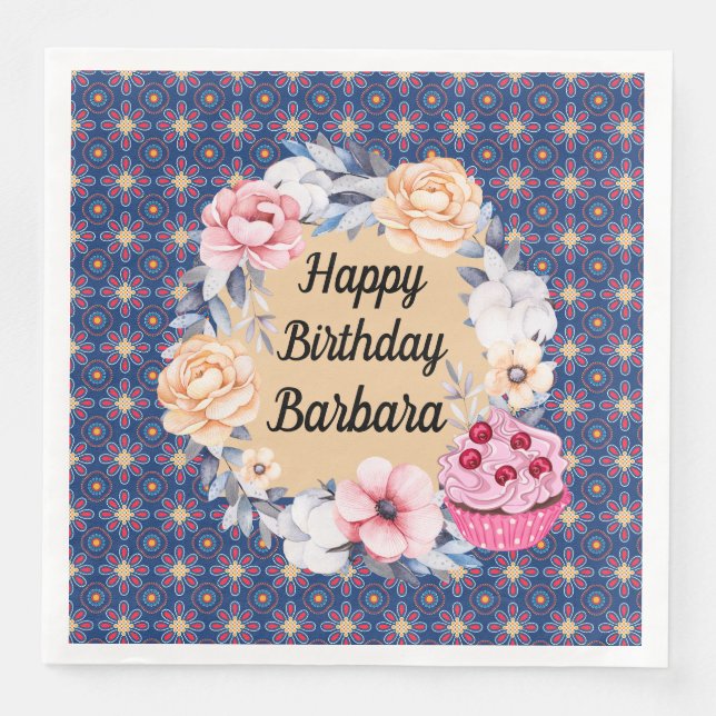 Guardanapo De Papel De Jantar Personalize Feliz Aniversário (Frente)