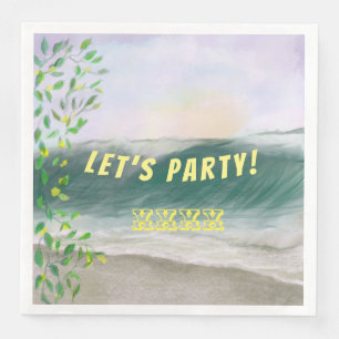 Guardanapo De Papel De Jantar Picnic de aniversário de praia simples