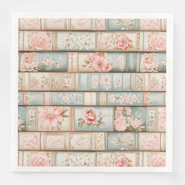 Guardanapo De Papel De Jantar Pilhas de livros pastéis de vindima (Frente)