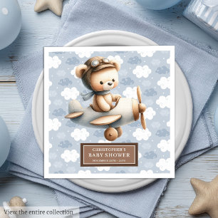 Guardanapo De Papel De Jantar Piloto do Urso Vermelho Castanho Azul Napkins para