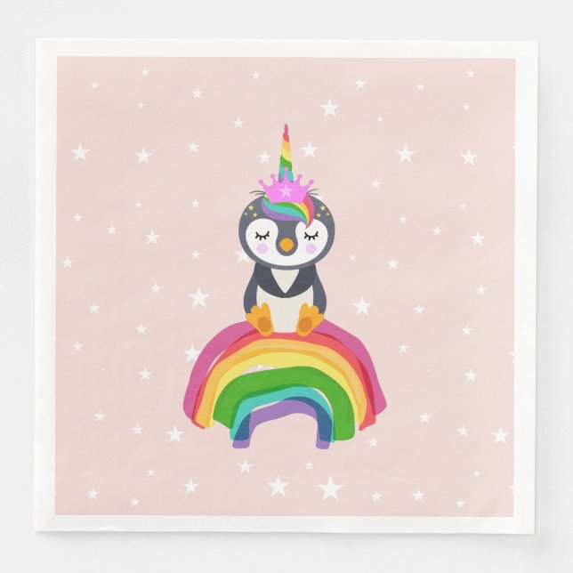 Guardanapo De Papel De Jantar Pinguim unicórnio (Frente)