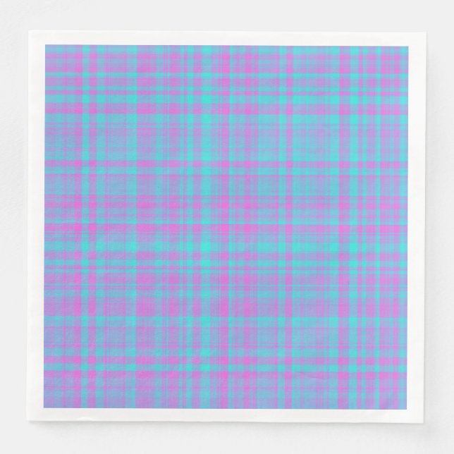 Guardanapo De Papel De Jantar Pink Blue Purple Plaid Pattern (Frente)