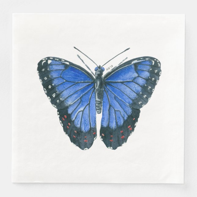 Guardanapo De Papel De Jantar Pintor aquoso da borboleta Azul Morpho (Frente)
