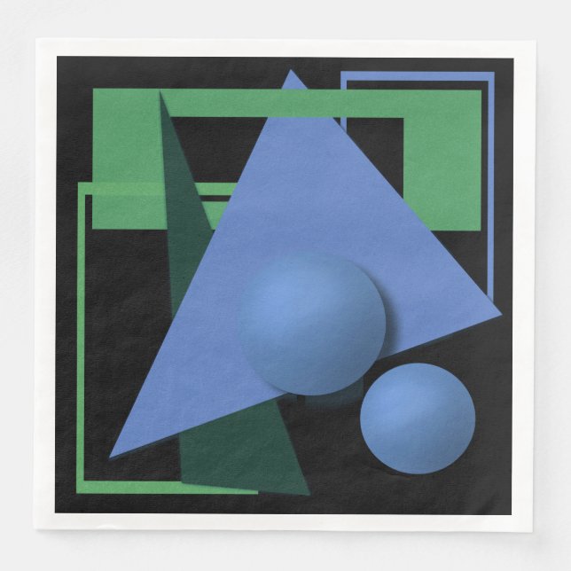 Guardanapo De Papel De Jantar pintura abstrato, abstração, verde e preto (Frente)