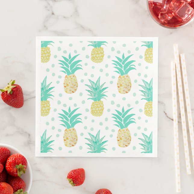 Guardanapo De Papel De Jantar Pintura de Abacaxi Napkins Tropical (Insitu)