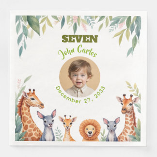 Guardanapo De Papel De Jantar Placa de Foto Safari de Menina Fofa Aniversário de