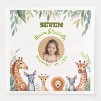 Guardanapo De Papel De Jantar Placa de Foto Safari de Menina Fofa Aniversário de