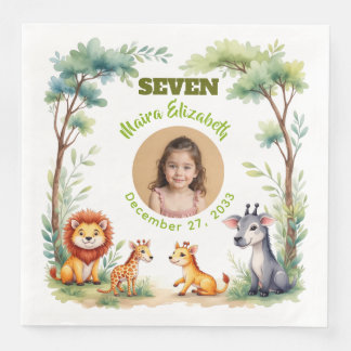 Guardanapo De Papel De Jantar Placa de Foto Safari de Menina Fofa Aniversário In