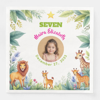Guardanapo De Papel De Jantar Placa de Foto Safari Moderna Fofa para Aniversário