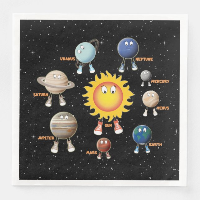 Guardanapo De Papel De Jantar Planetas e Sistema Solar (Frente)