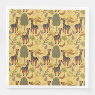 Guardanapo De Papel De Jantar Plano de fundo amarelo sem costura Giraffe