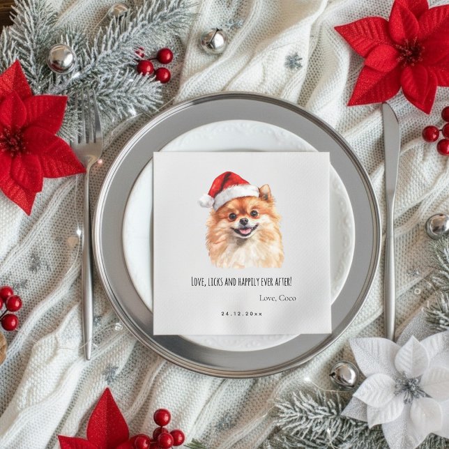 Guardanapo De Papel De Jantar Pomeranian Custom Pet Christmas Wedding  Paper (Criador carregado)