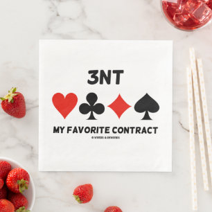 Guardanapo De Papel De Jantar Ponte 3NT My Favorite Contract Quatro Card