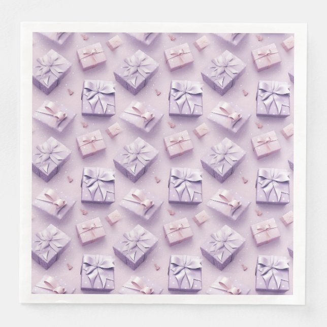 Guardanapo De Papel De Jantar Presente de Natal Pastel Roxo Elegante Sem Semente (Frente)