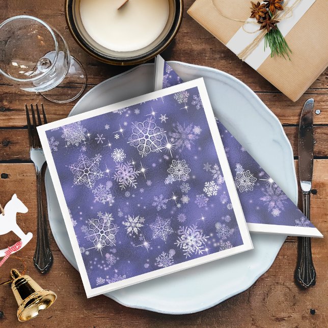 Guardanapo De Papel De Jantar Prettiest Snowflakes Padrão Violet ID846 (Criador carregado)