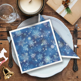 Guardanapo De Papel De Jantar Prettiest Snowflakes Standard Blue ID846