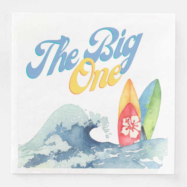 Guardanapo De Papel De Jantar Primeiro Partido do Surf de Aniversário Napkins (Frente)