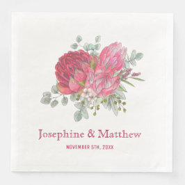 Guardanapo De Papel De Jantar Protea Flowers e Waratah Wedding