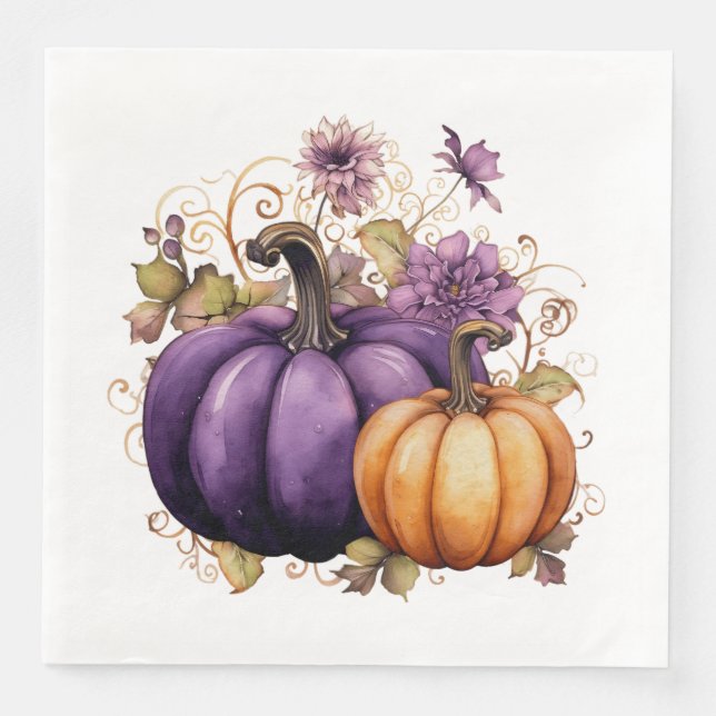 GUARDANAPO DE PAPEL DE JANTAR PUMPKINS DO OUTONO E DA LARANJA (Frente)