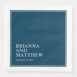 Guardanapo De Papel De Jantar Quadro duplo clássico simples em azul e branco Mar