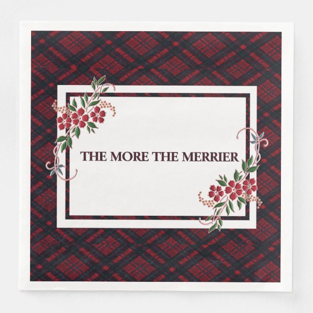 Guardanapo De Papel De Jantar Quanto Mais A Xadrez Vermelha Merrier (Frente)