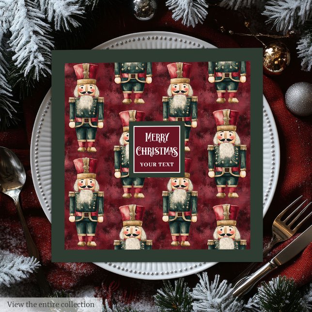 Guardanapo De Papel De Jantar Queimaduras clássicas de hambúrgueres (Classic nutcracker burgundy deep green napkins)