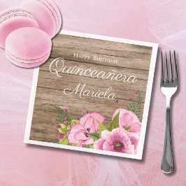 Guardanapo De Papel De Jantar Quinceañera Rosas Silvestres Rosa