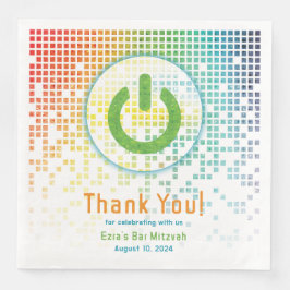 Guardanapo De Papel De Jantar Rainbow Pixels Vídeo Game Gamer Bar Mitzvah