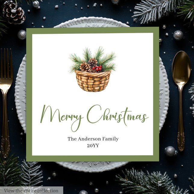 Guardanapo De Papel De Jantar Ramalhete de Natal Botânico Boho Terroso na Mesa  (Earthy Boho Botanical Christmas Bouquet Table Napkins)