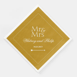 Guardanapo De Papel De Jantar Recepção de casamento Chic Personalizada Dourada