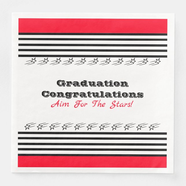 Guardanapo De Papel De Jantar Red Black and White Modern (Frente)