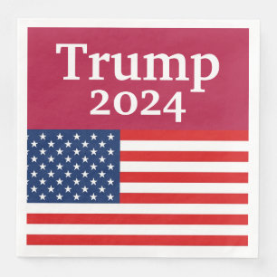 Guardanapo De Papel De Jantar Red Donald Trump 2024 American Flag
